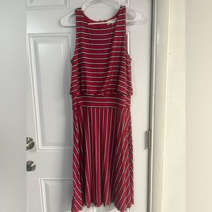 LOFT Red and Black Striped Midi Dress✨